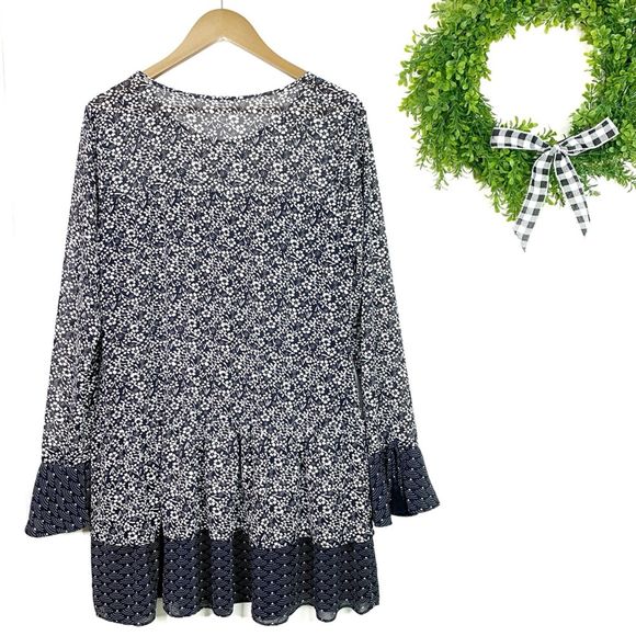 Tularosa Navy Floral Berkeley Shift Dress M - Picture 6 of 9